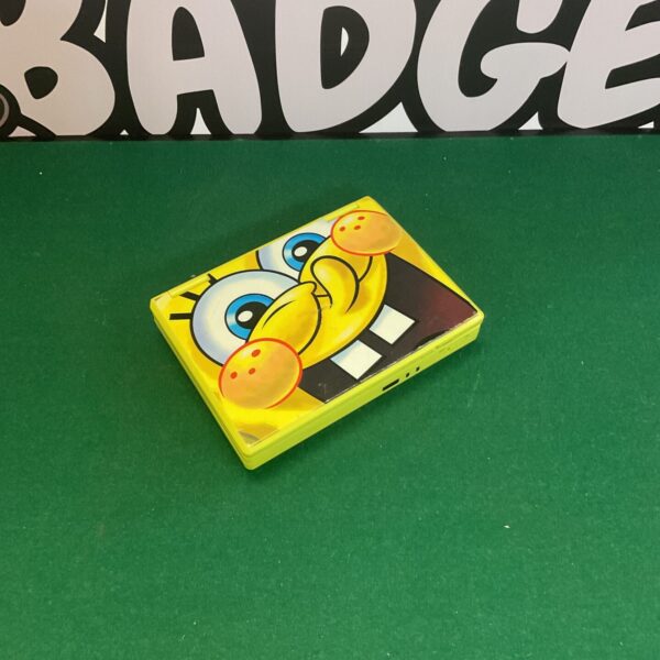 Front view of a Spongebob themed portable DVD player.