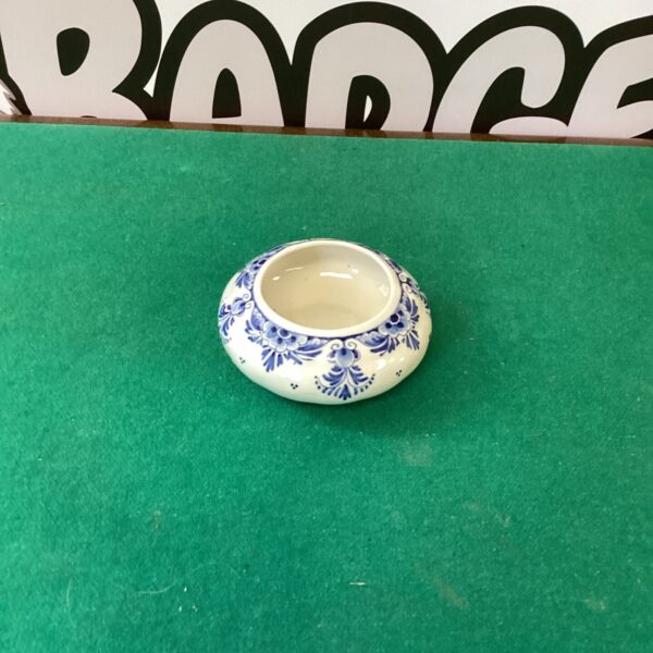 Vintage Delef bowl with blue floral pattern.