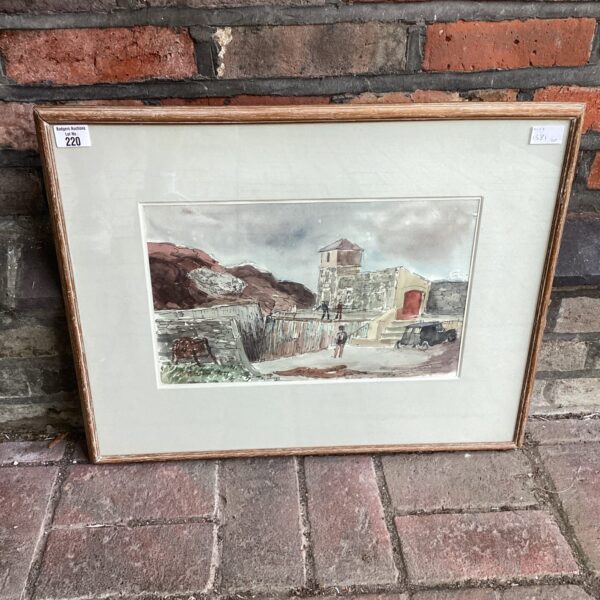 Signed Barbara Greg watercolour painting of Pilots Quay harbour scene.