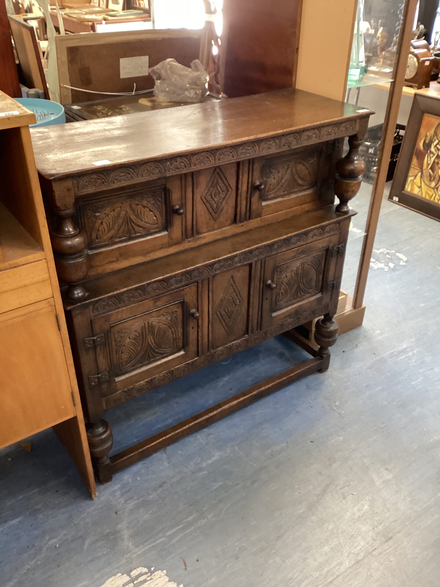 218 Antique Oak Credence Cupboard