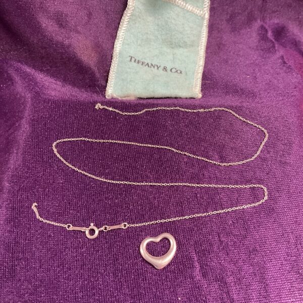 Broken Tiffany Peretti heart pendant necklace with original box.