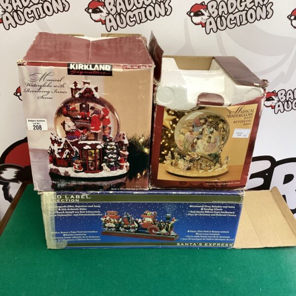 Festive Kirkland musical snow globe with animated Christmas train.