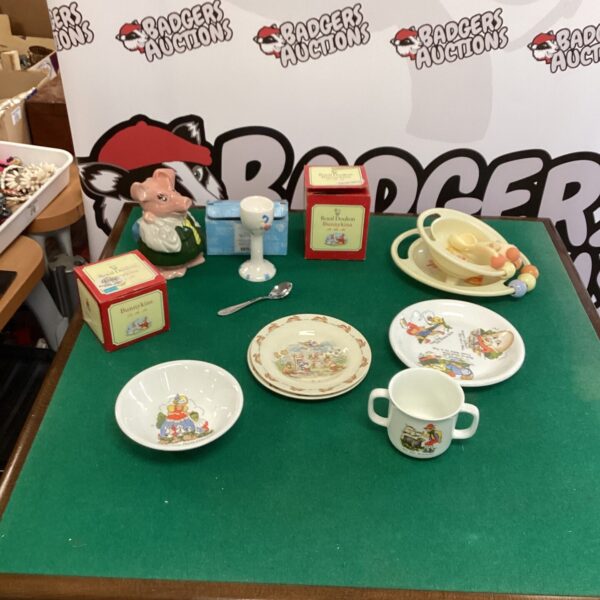 Royal Doulton Bunnykins tableware lot, vintage children’s china collection.
