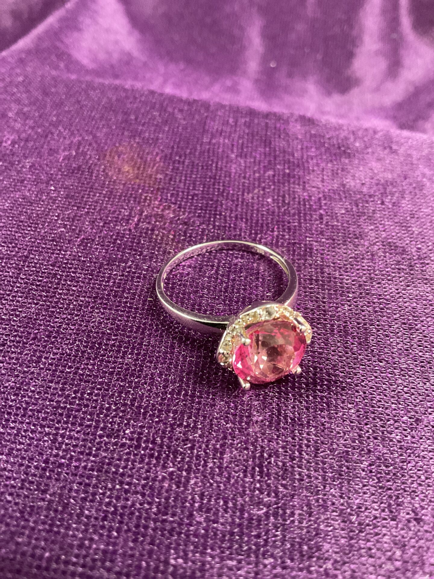 795 925 Silver Pink and White stone set cluster ring size s