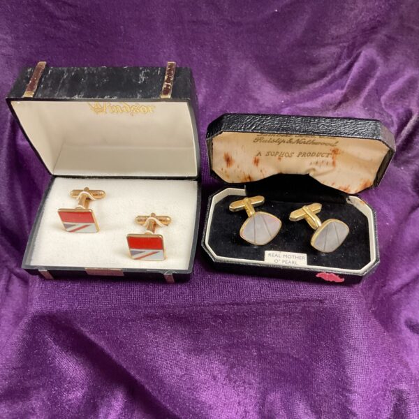 Vintage mother of pearl cufflinks in original presentation box.