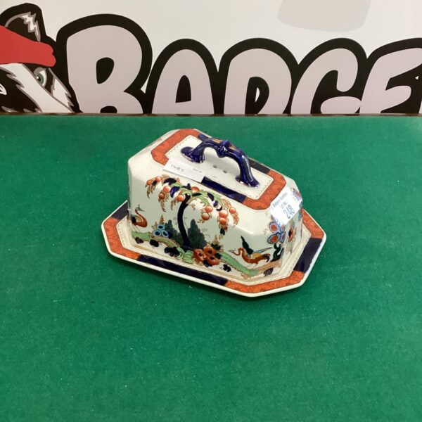 Vintage Burslem Art Deco cheese dish with floral design.