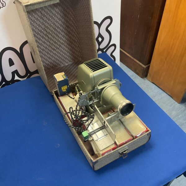Vintage Aldis slide projector in its original carrying case.