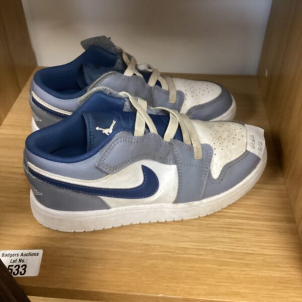 Blue and white Nike Jordan 2.5 trainers for kids.