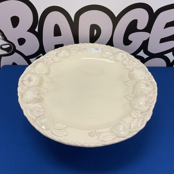 Vintage Claire Burke apple pattern cake stand for desserts.