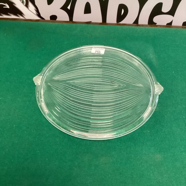 Clear glass Mikasa Walther platter for serving food.