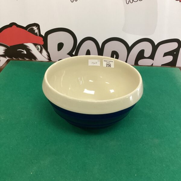 Front view of a Hairy Bikers ceramic mixing bowl.
