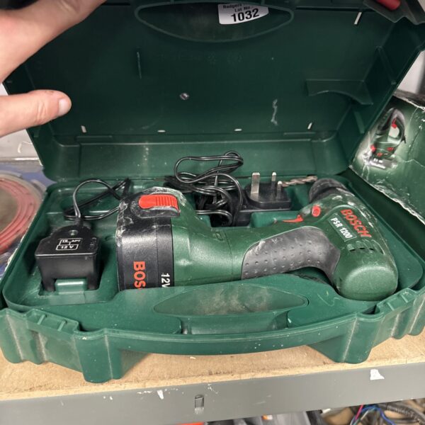 Bosch PSR 1200 cordless drill with charger, offered in untested condition.