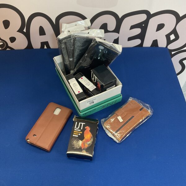 Selection of phone cases and IJT ink cartridges in a lot.