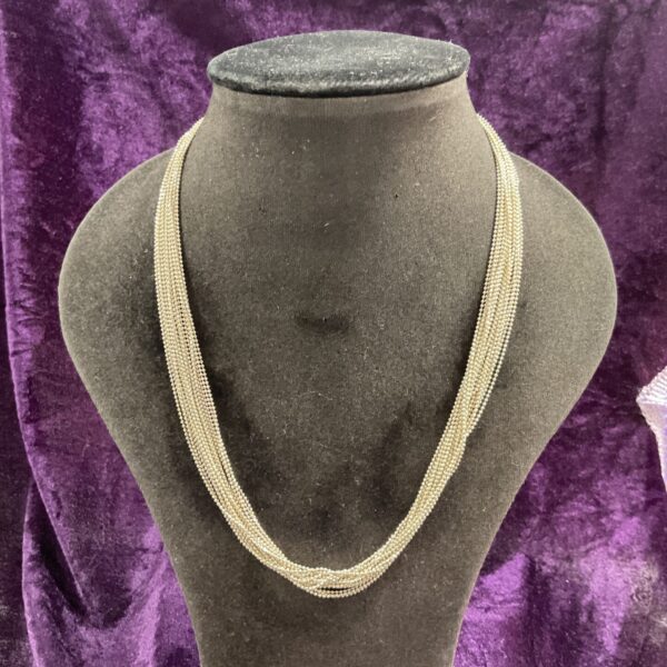 Delicate 925 silver multi strand necklace, elegant jewellery.