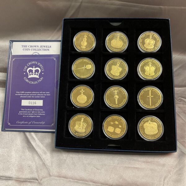 Crown Jewels Coin Collection displayed in velvet case