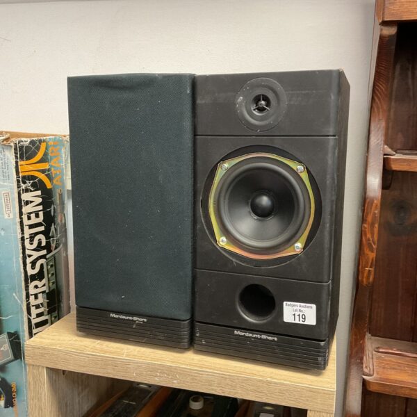 Vintage Mordaunt Short MS 3.20 bookshelf speakers, one missing grill.
