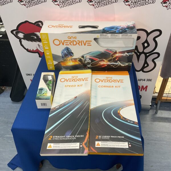 Anki Overdrive kit with speed and corner track pieces.