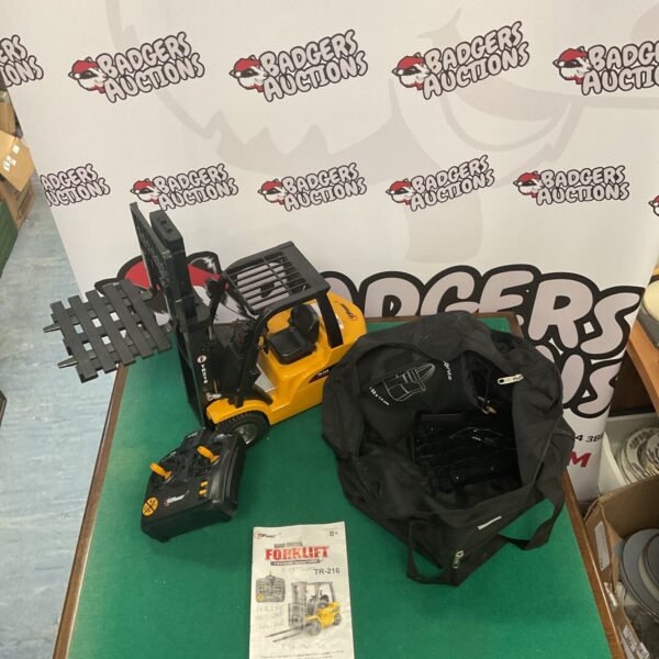 Yellow Top Race RC forklift, remote control construction toy.