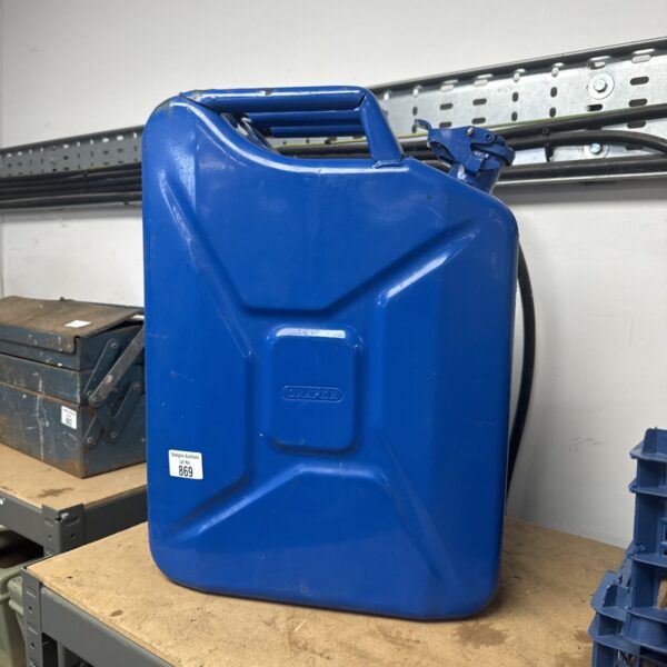 Blue Draper 20l Jerry Can for fuel or water storage.