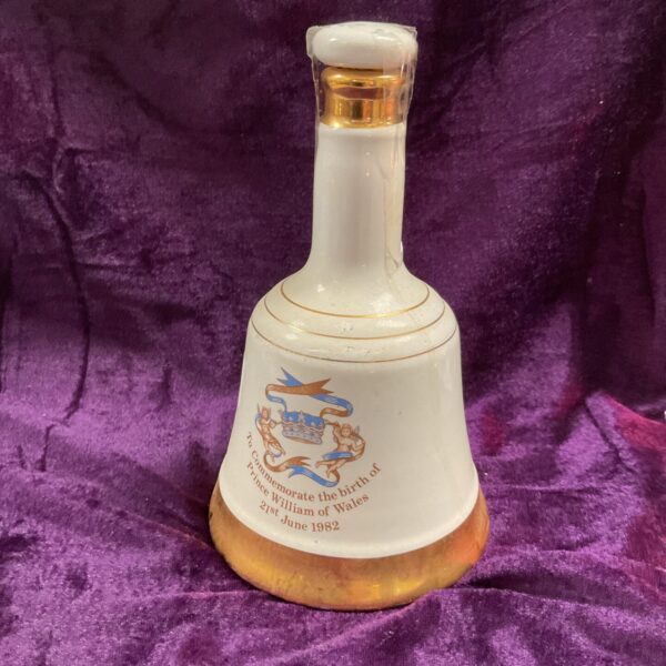 Vintage Bells Scotch Whisky Prince William birth commemorative decanter 1982.