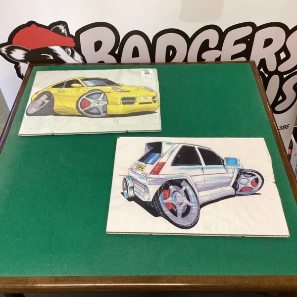 Vibrant car illustrations of Renault GT Turbo and Porsche in Max Power style.