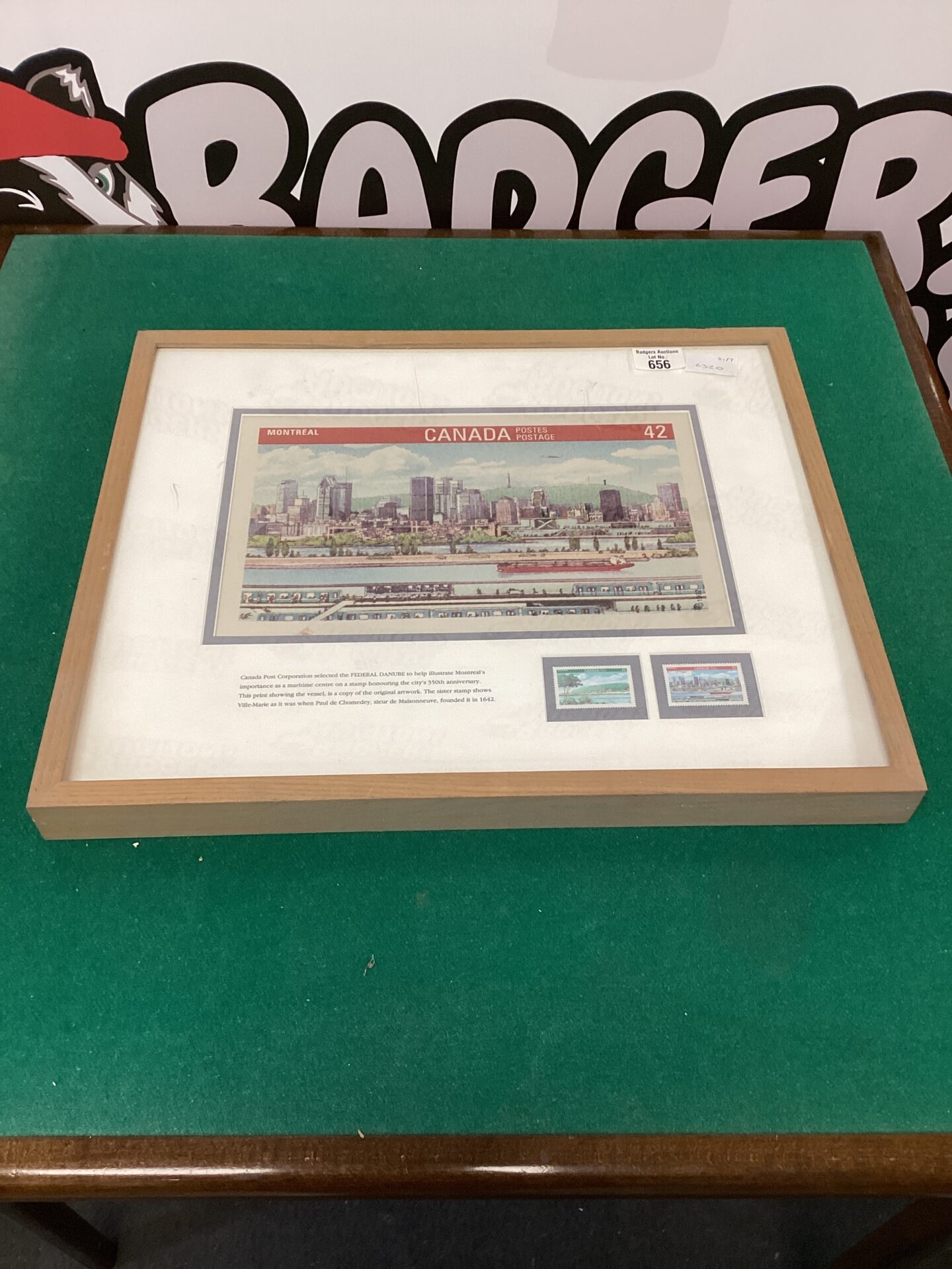 656 Framed Canadian stamps to help illustrate montreals importance as a maratime centre on a stamp