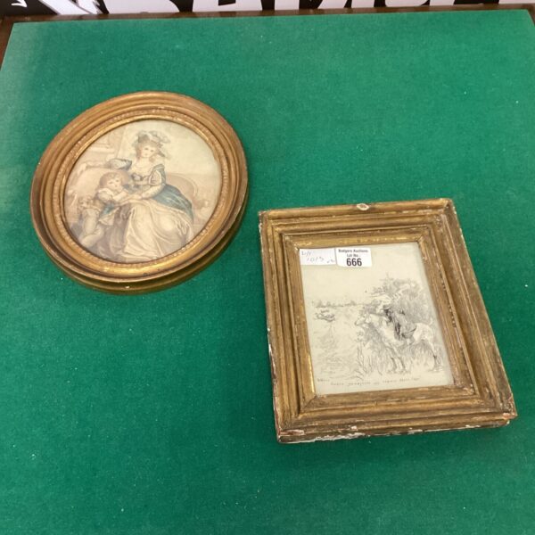 Antique gilt framed picture depicting a classical scene.