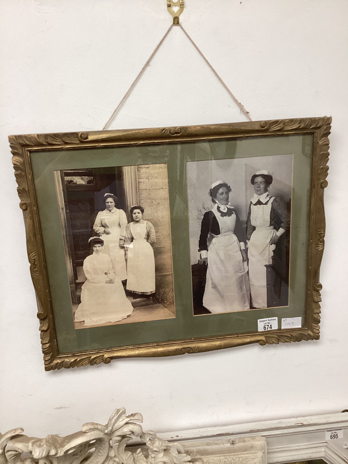 674 Gilt framed photos of edwardian housemaids