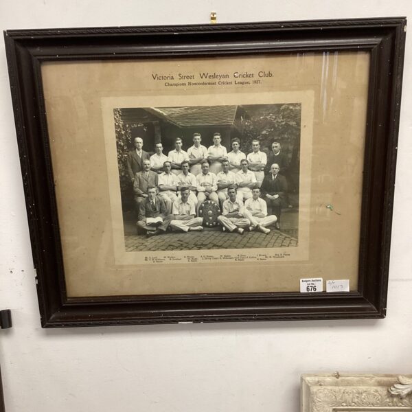 Vintage 1927 photograph of Victoria Street Wesleyan Cricket Club team.