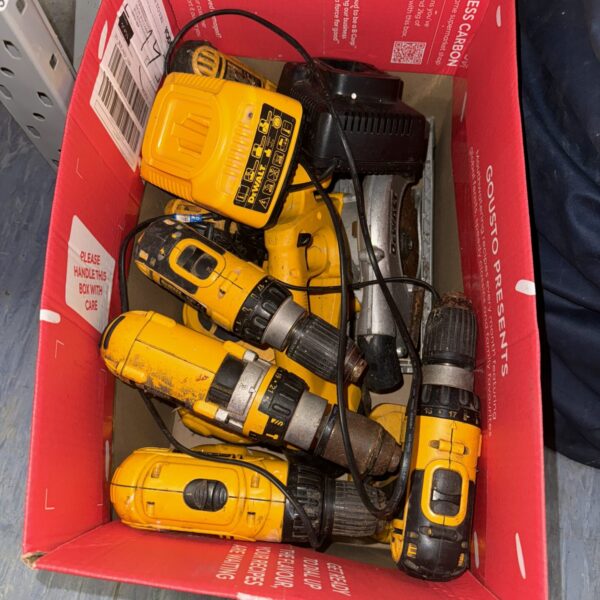 Dewalt cordless power tool job lot with chargers.