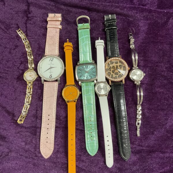 Colourful ladies wristwatches lot for fashion and collection.