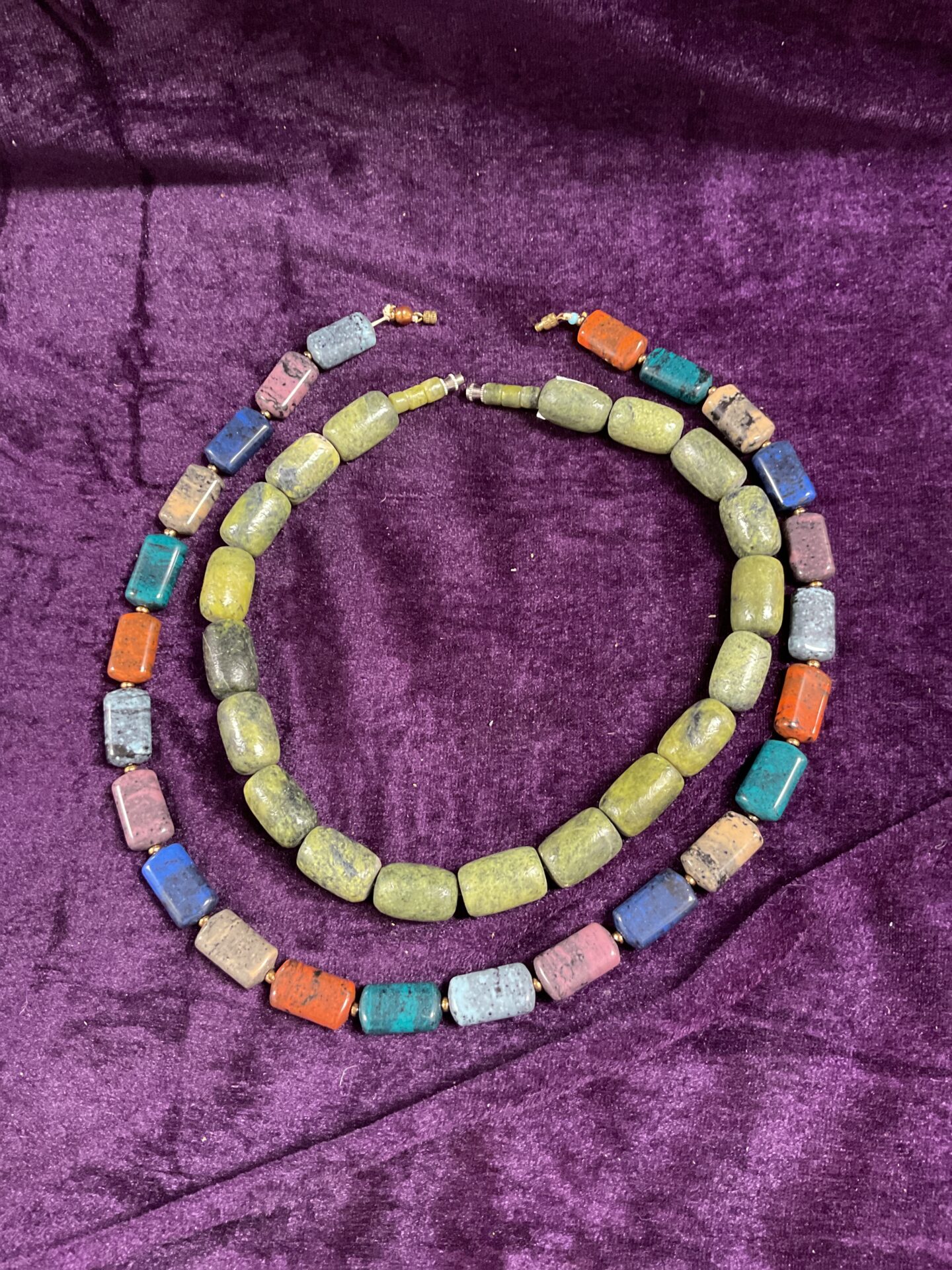 742 Two Polished stone necklaces
