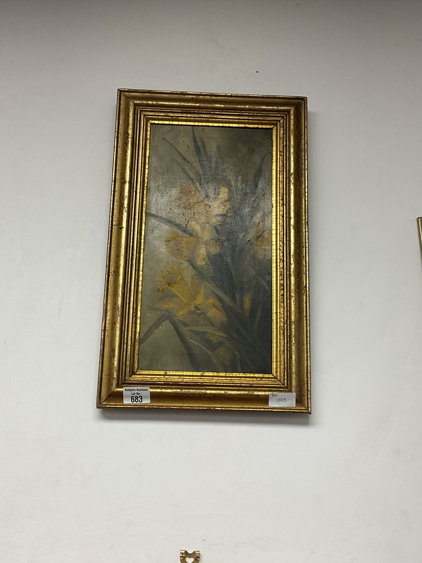 683 Gilt framed still life oil on canvass of daffodils