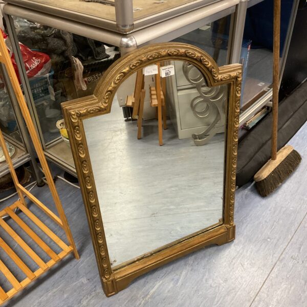 Ornate gilt framed French style mirror for bedroom or hallway.