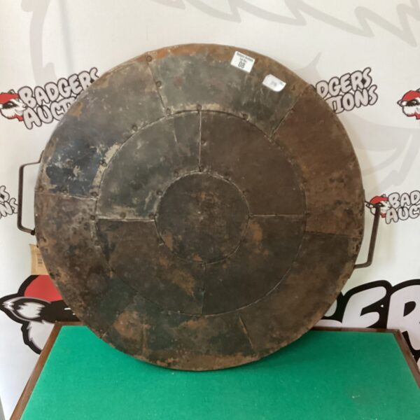 Vintage Kadai copper shield with embossed detailing.