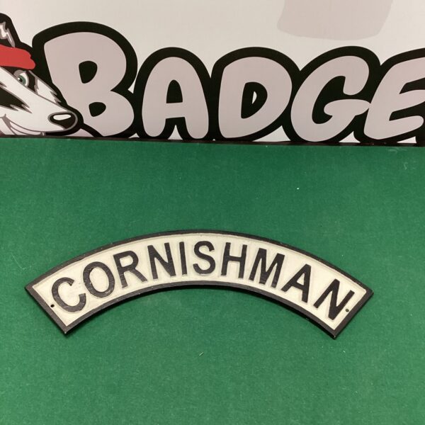 Vintage Cornishman steam engine nameplate in cast iron.
