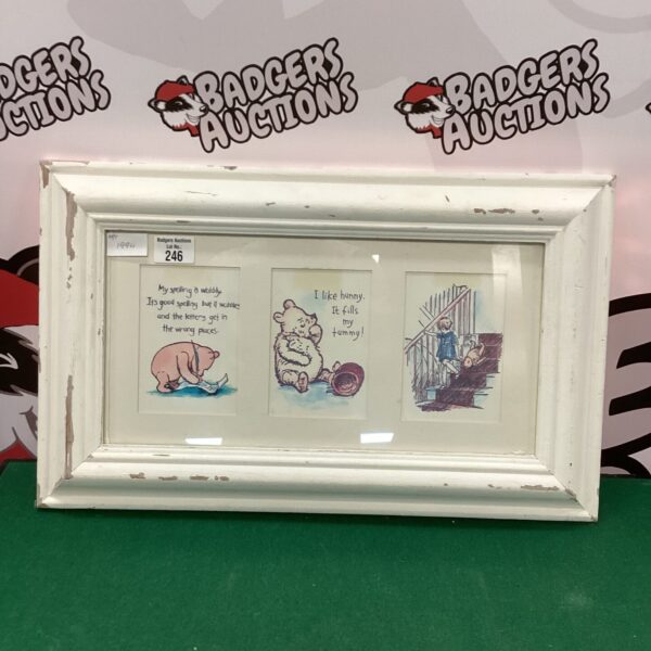 Miniature framed Winnie the Pooh prints, vintage Disney art.