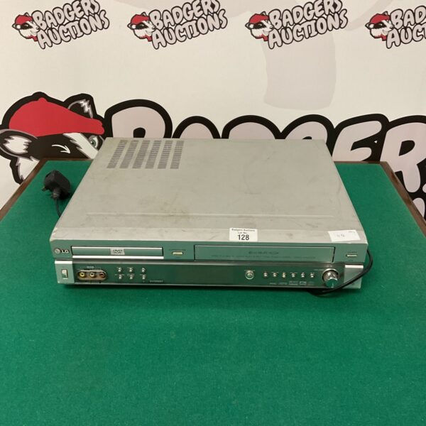 Front view of a silver LG DVD VCR combo unit.
