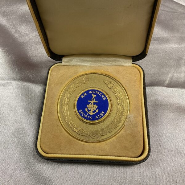 R N Women’s Sports Assn medal, vintage British military award.
