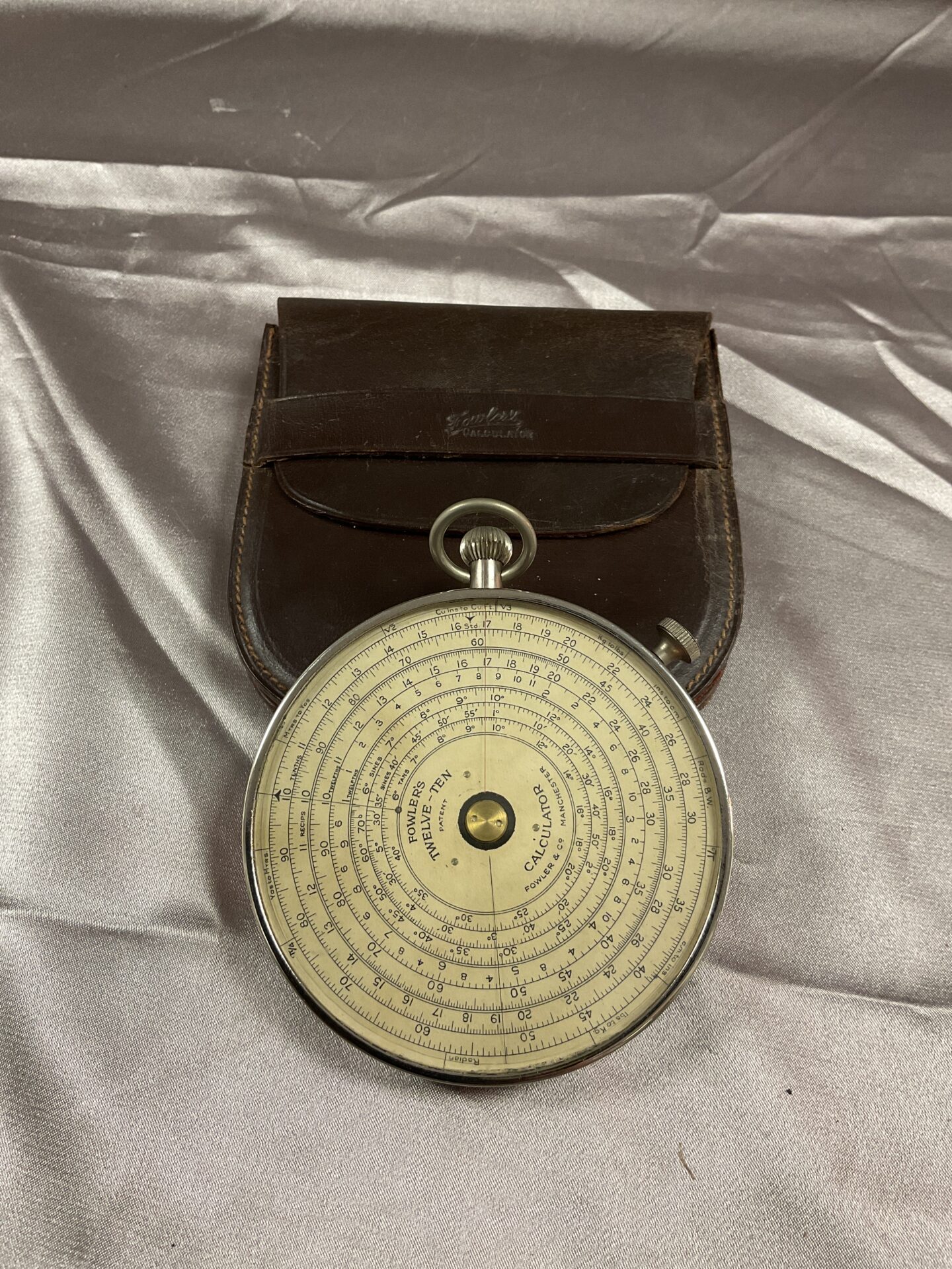 715 Fowler’s Twelve Ten Circular Calculator with Leather Case