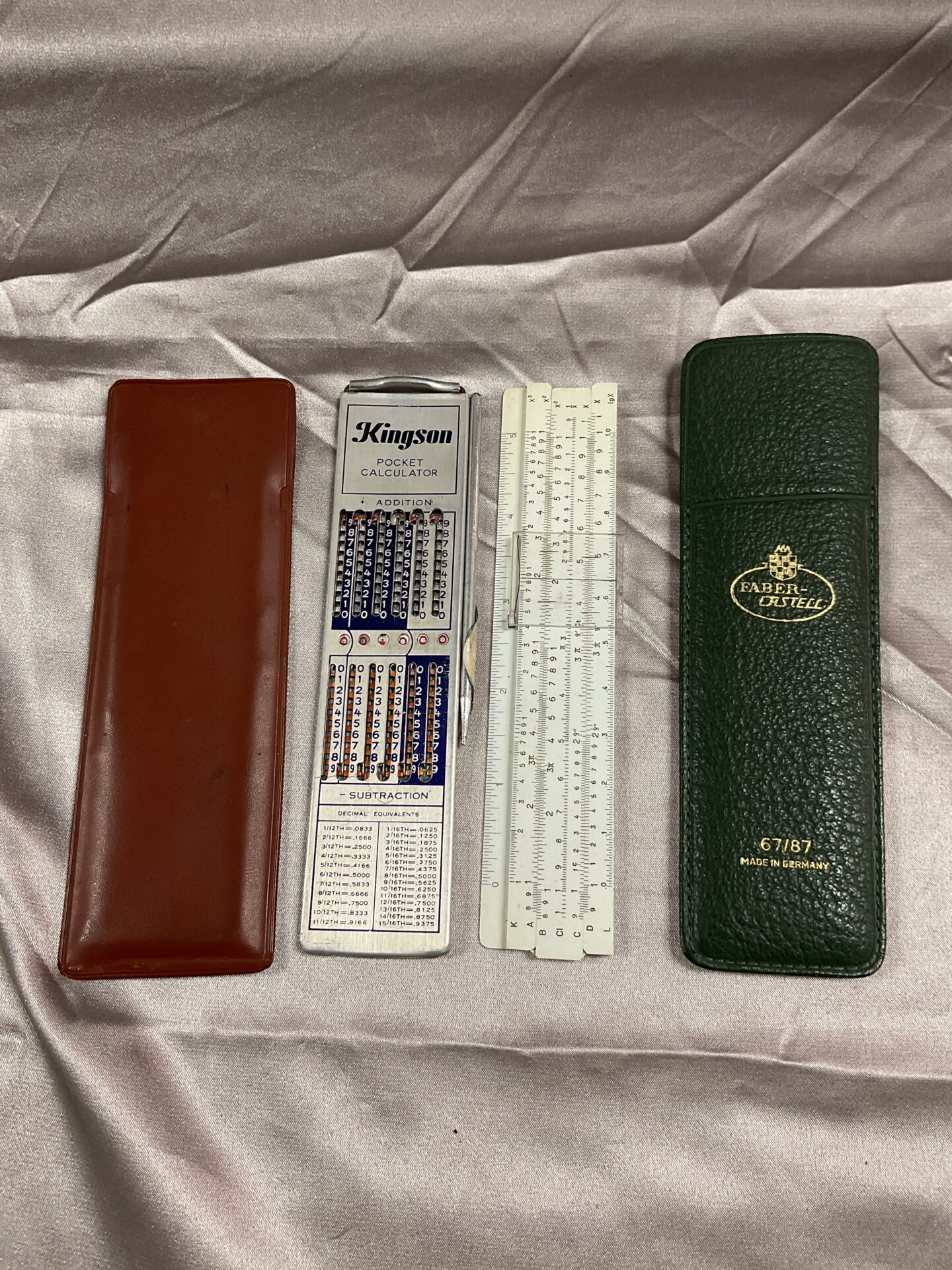 805 Faber Castell 67/87 Pocket Slide Rule and Kingson Pocket Calculator