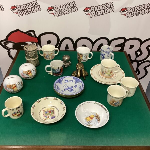 Vintage Royal Doulton Bunnykins tableware set for children's dining.