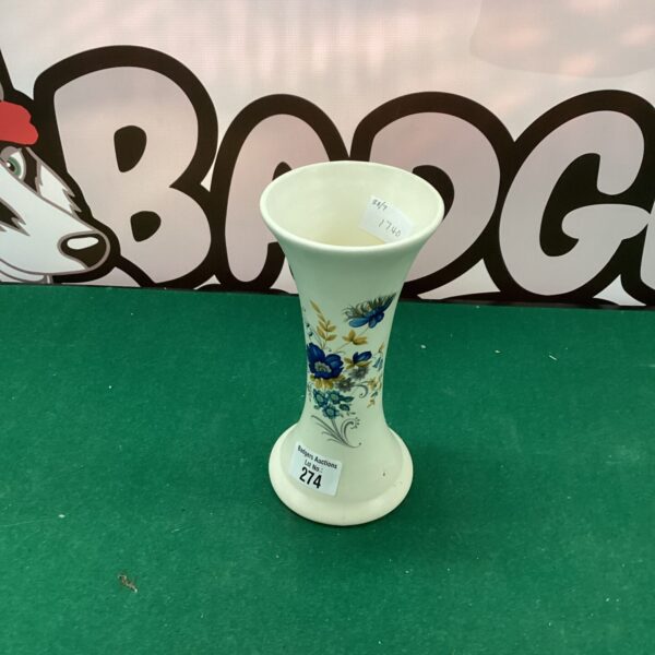 Vintage Pool Pottery stoneware vase with a colourful floral design.