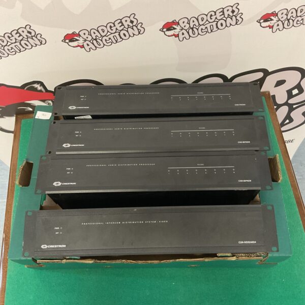 Lot of four Crestron audio distribution processors and intercom system.