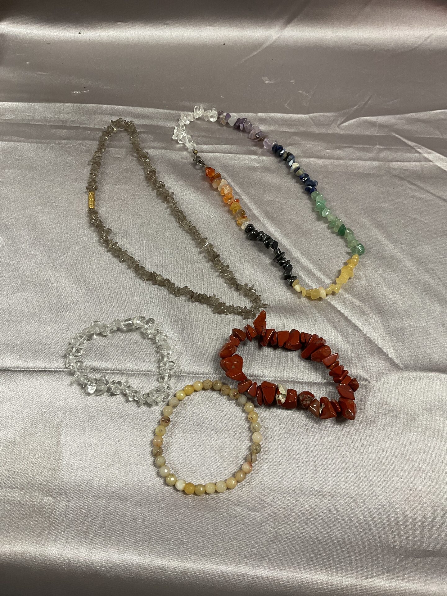 808 Two Stone And Crystal Necklaces and Three Bracelets