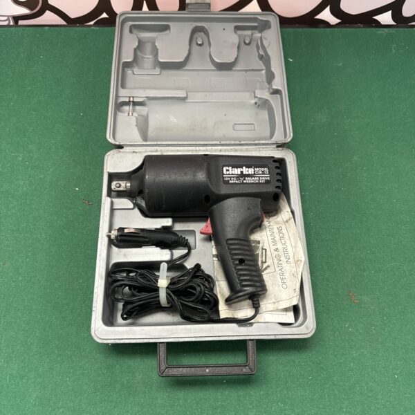 Clarke 12v impact gun with case, used condition.