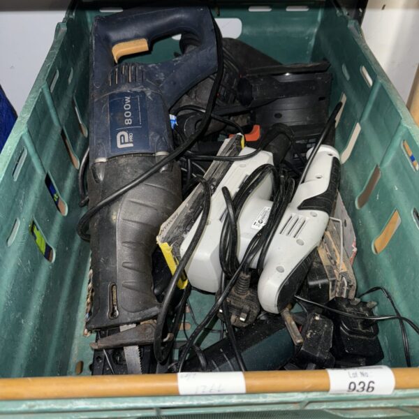 Untested power tool lot with Ryobi cordless drill.