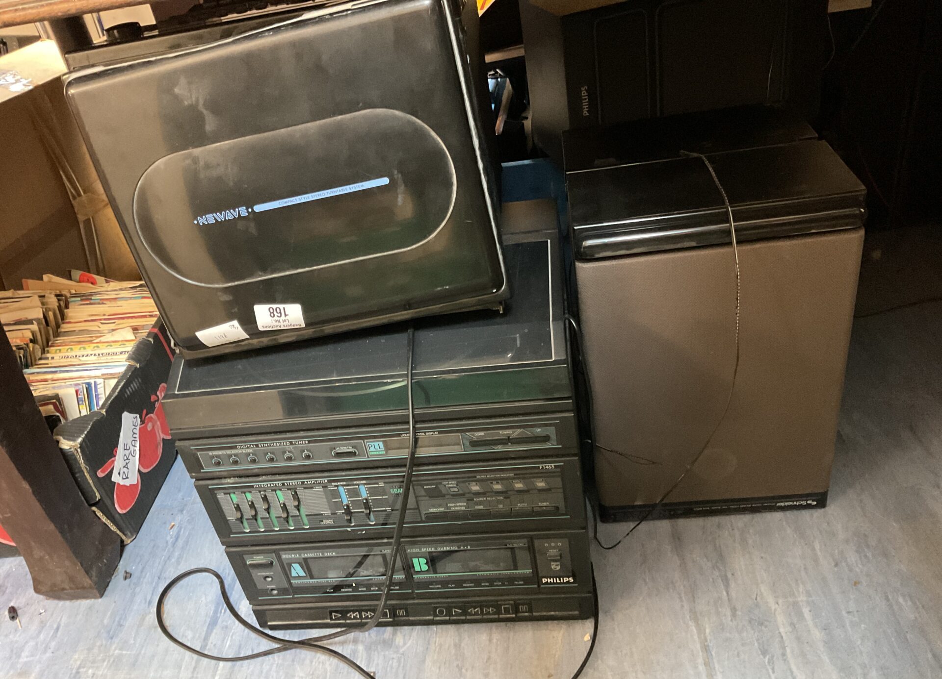 168 Job lot of old sound systems incl. phillips, schneider, and newave