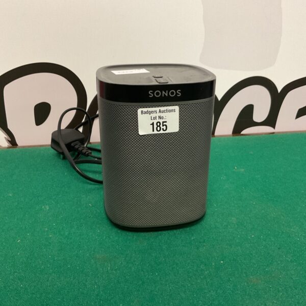 Compact Sonos Play:1 wireless smart speaker for home audio.