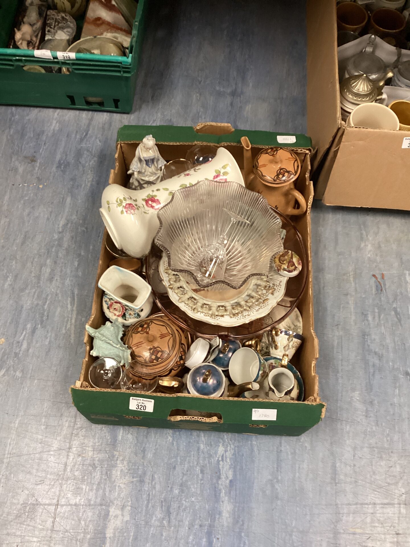 320 Box of mixed items inc china Vases